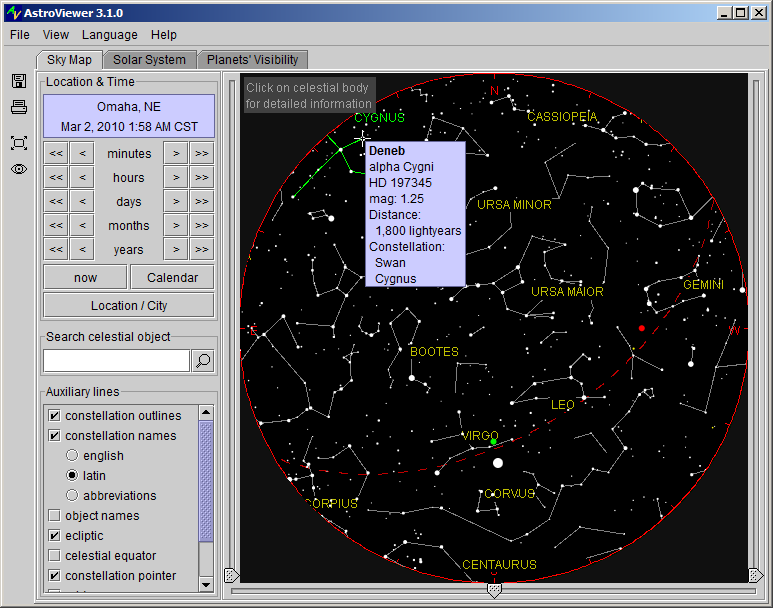 interactive skychart